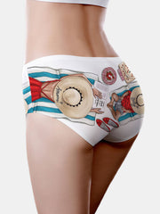 Cartoon Character Print Ice Silk Breathable Mid Waisted Panties