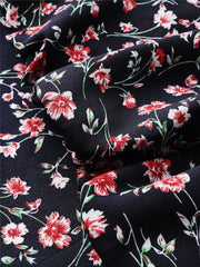 Black Floral Print Halter V-neck Sleeveless Tank Top