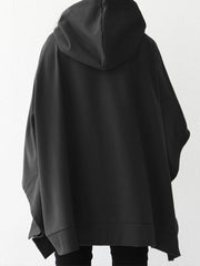 Women Solid Color Turtleneck Collar Dolman Sleeveless Retro Hooded Sweatshirt