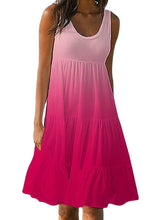 Women's Gradient Color Sleeveless Crew Neck Casual Loose Dress