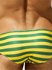 Mens Bikini Low Waist Stripe Chinlon Skinny Home Underwear