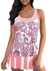 Women's Swimwear Tankini 2 Piece Normal Swimsuit 2 Piece Printing Paisley American Flag Black White Pink Red Dusty Blue Bathing Suits Sports Beach Wear Summer