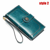 women genuine leather elegant vintage long wallet phone bag