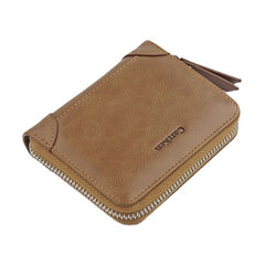 Men Faux Leather Tri-fold Retro Zipper Multi-card Slots Wallet