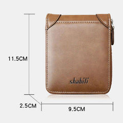 Men PU Leather Short Multi-card Slot Card Holder Retro Zipper Coin Purse Wallet