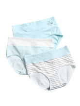 Women's High Waist Stripe Cotton Panties with Wide Waistband