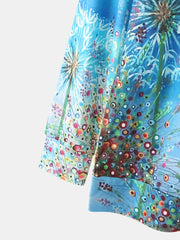 Women Flower Printed Ombre Long Sleeve O-Neck Daily T-Shirt