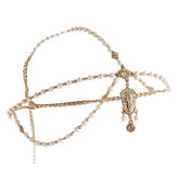 Hair Decoration Head Band White/Red Beaded Piece