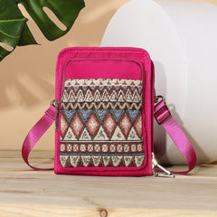 Women National Canvas Shoulder Bag Bohemian Card Holder Mini Sling Crossbody
