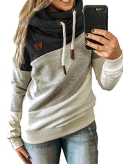 Women Camo Print Patchwork Cotton Long Sleeve Casual Drawstring Hoodies