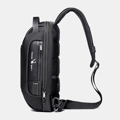 Men Oxford Password USB Charging Anti-theft Multi-Layers Waterproof Crossbody Bag Chest Bag Sling