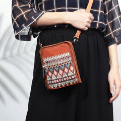 Women National Canvas Shoulder Bag Bohemian Card Holder Mini Sling Crossbody