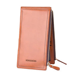 Women Faux Leather Leisure Double Zipper Long Wallet Multi-slots Card Holder Purse