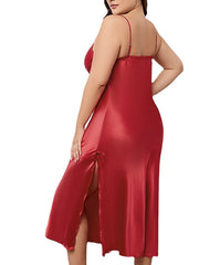 Women's Sexy Maxi Sheath Dress with Split Bow - Solid Color Party Slip Dress