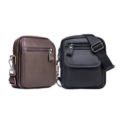 Men's Waterproof Genuine Leather Crossbody Bag with Multi-Layers