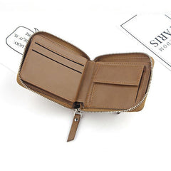 Men Faux Leather Tri-fold Retro Zipper Multi-card Slots Wallet