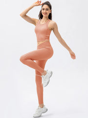 Women Sports Leggings Yoga Tights with Pockets Ribbed Pants