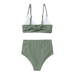 Women's Swimwear Bikini 2 Piece Normal Swimsuit High Waist Slim Sexy High Waisted Solid Color Leopard Print Leopard Mei Hong Black Purple Green Bathing Suits Sexy Active Basic