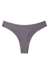 Women Solid Color Cozy Lining Thong Mid Waist Underwear