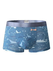 Mens Funny Cartoon Print Breathable Skinny Fit Thin U Convex Pouch Boxers