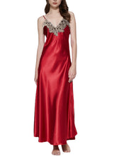 Women's Lace Satin V-Neck Sleeveless Nightgown Dress