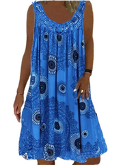 Women's Sleeveless Street Print Crew Neck Sport Casual Dress