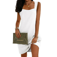 Women's Sleeveless Pure Color Square Neck Stylish Simple Daily Sheath Dress