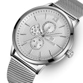 Waterproof Working Little Dials Men Watch Business Style Full Steel Quartz Watch