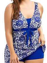 Women's Swimwear One Piece Swim Dress Plus Size Swimsuit Backless Polka Dots Lace up Printing for Big Busts Floral Polka Dot Black Blue Dusty Blue Padded V Wire Bathing Suits New Stylish Vacation