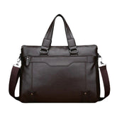 Men's 14" Vintage PU Leather Laptop Messenger Bag - Crossbody Shoulder Briefcase