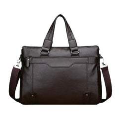 Men's 14" Vintage PU Leather Laptop Messenger Bag - Crossbody Shoulder Briefcase