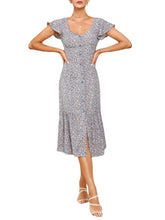 Elegant European Style Ruffles Floral Casual Dress For Women