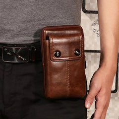 Men's Leather Belt Phone Bag - Casual Crossbody Shoulder Pouch