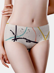 Women's Seamless Mid Waist Breathable Print Panty