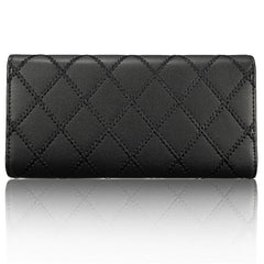 Women Quilted Crown Long Wallet Girls Candy Color Purse Card Holder Coin Bags
