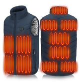Graphene Smart Heating Vest, Dual-Control, 11-Zone, USB-Powered Short Sleeve