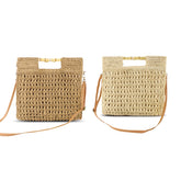 Women Straw Elegant Holiday Crossbody Bag Convertible Strap Casual Beach Sweet Handbag