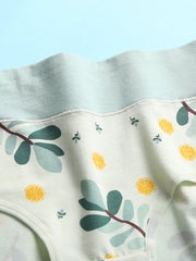 1Pcs Women Lemon & Leaves Print Cotton Breathable High Waisted Panties