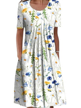 Women's Casual Dress Shift Dress Floral Dress Midi Dress White Short Sleeve Floral Ruched Summer Spring Crew Neck Vacation Vacation Loose Fit Print Dresses