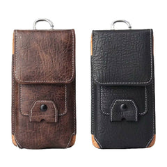Men Multifunction Earphone Storage Belt Bag Vintage Faux Leather Phone Waist