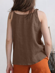 Solid Bowknot Shoulder Strap Cami For Women