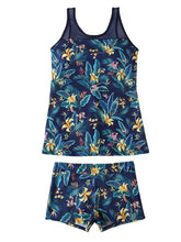 Women's Swimwear Tankini 2 Piece Normal Swimsuit Open Back Printing Floral Pure Color Black Blue Royal Blue Navy Blue Vest Scoop Neck Bathing Suits Sports Vacation Fashion / Modern / New