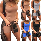 Bodycon Jumpsuits Rompers Women Ladies Slim Playsuit Summer Fitness Workout Short Trousers Sleeveless Clubwear Short Pants - Sheseelady