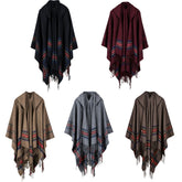 Women's Hooded Knitted Poncho Cape Cardigan Sweater Shawl Scarf Cashmere Pashmina