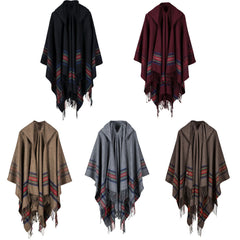 Women's Hooded Knitted Poncho Cape Cardigan Sweater Shawl Scarf Cashmere Pashmina