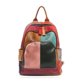 Vintage Casual Colorful Women's Leather Knapsack For School Travel