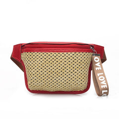 Women Waist Bag Leather Fanny Pack For Women Belt Bag Weave Phone Pouch Casual Chest Banana Bags