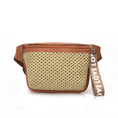 Women Waist Bag Leather Fanny Pack For Women Belt Bag Weave Phone Pouch Casual Chest Banana Bags