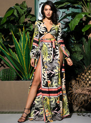 Summer Sexy Ladies’ V-neck Long Sleeves Dress With Cut Out Straps