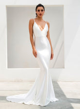 Flash Sexy Ladies' Deep V-neck Backless Slim Floor-length Dress